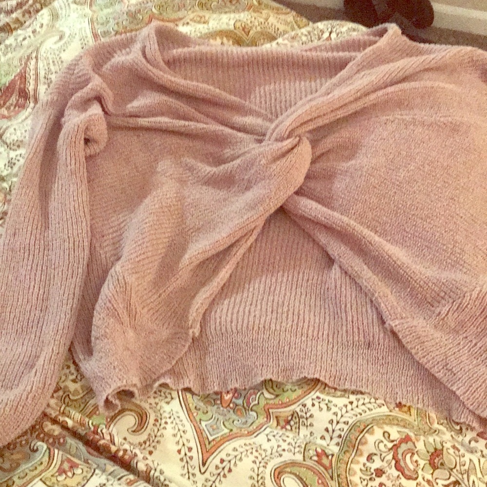 Pale pink wrap sweater